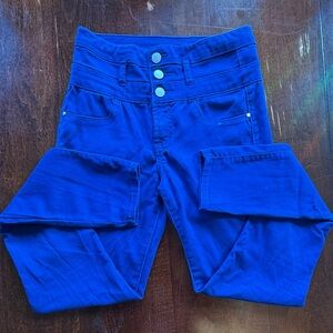 Stylish blue high-waisted jeans